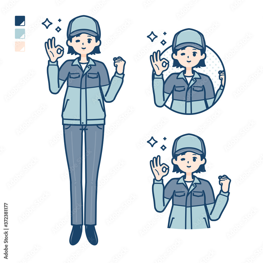 simple delivery woman_OK-sign simple delivery woman_OK-sign