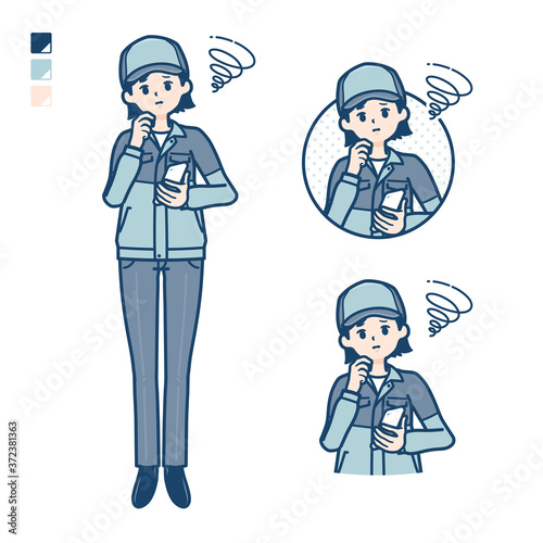 simple delivery woman_smartphone-sigh