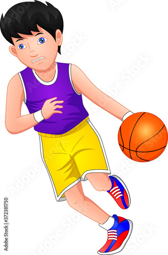 cartoon boy playing basketball © lawangdesign