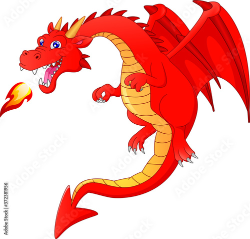 cute dragon cartoon on a white background