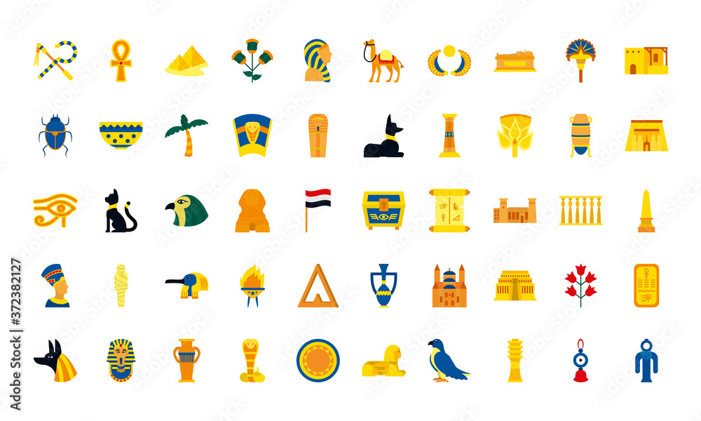 egypt icon set, flat style egypt icon set, flat style