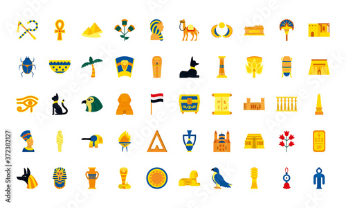 egypt icon set, flat style