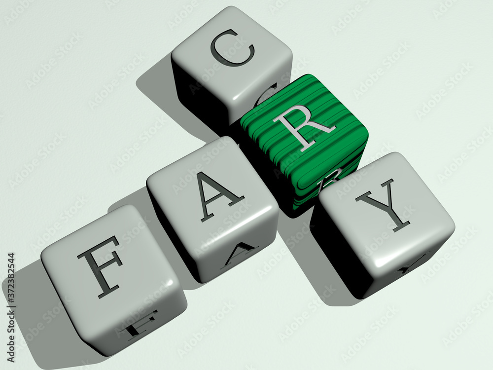 far cry crossword by cubic dice letters, 3D illustration for background and blue far cry crossword by cubic dice letters, 3D illustration for background and blue