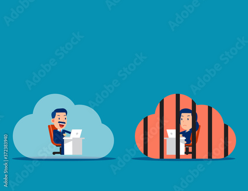 Differences in thinking and working attitudes concept