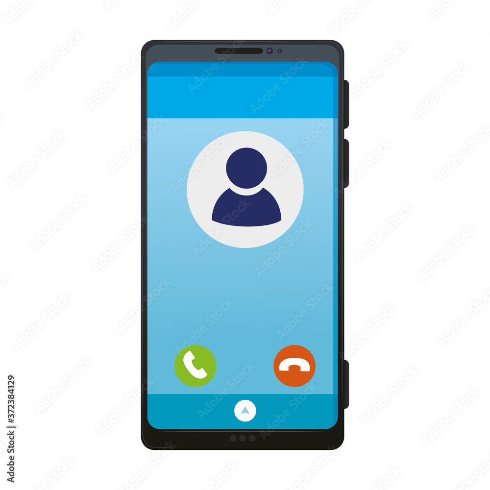 realistic smartphone mockup with call on display in white background vector illustration design