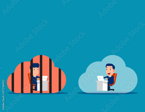 Differences in thinking and working attitudes concept