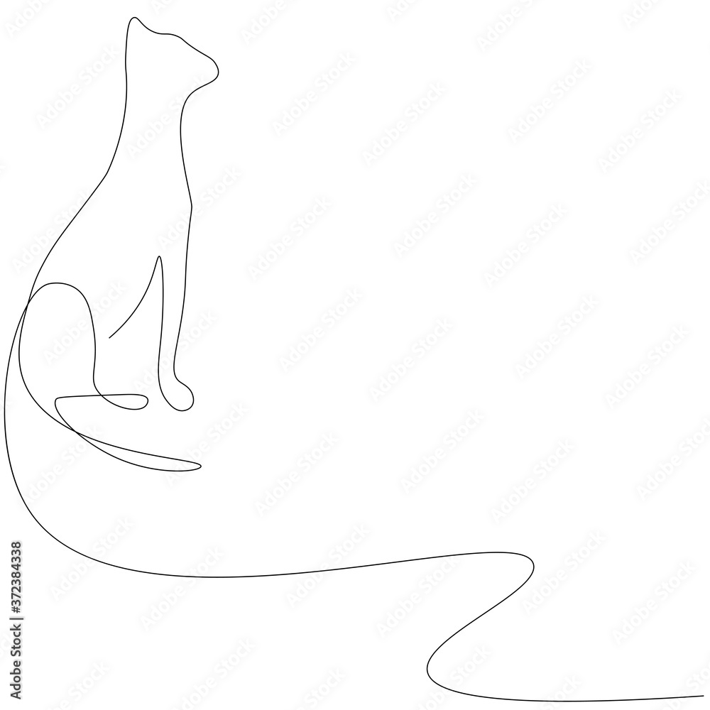Cat on white background silhouette. Vector illustration