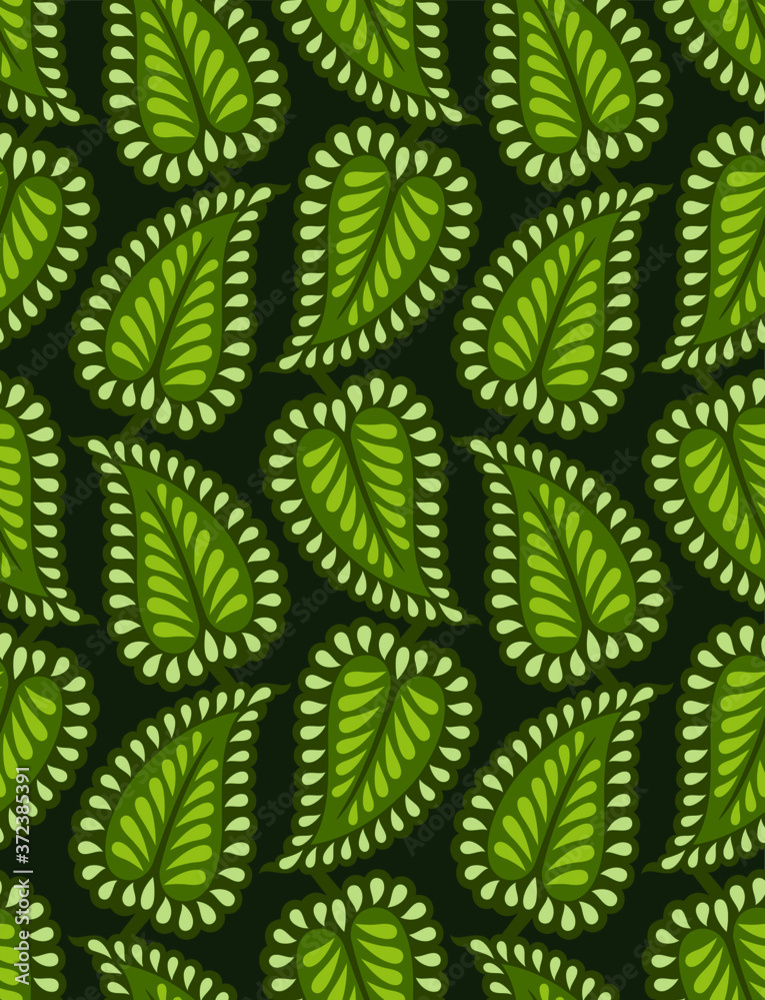 Seamless vector green leaves pattern design