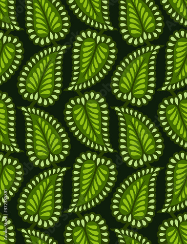 Seamless vector green leaves pattern design © malkani