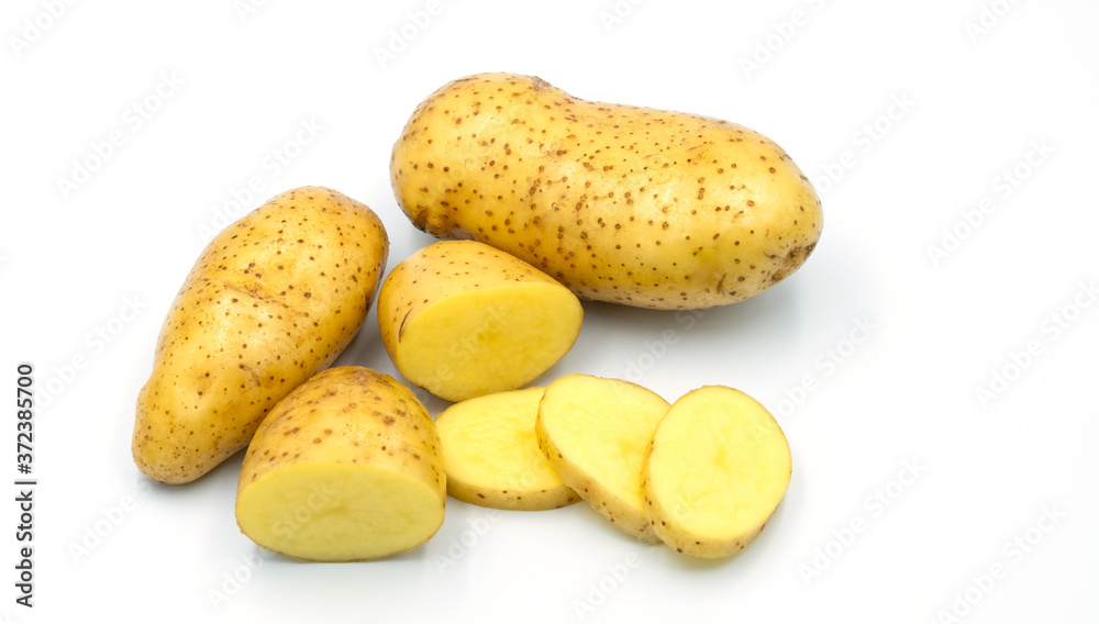 fresh potato on white background, organic food
