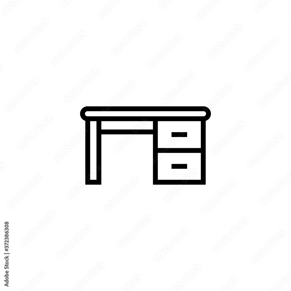 Desk icon  in black line style icon, style isolated on white background