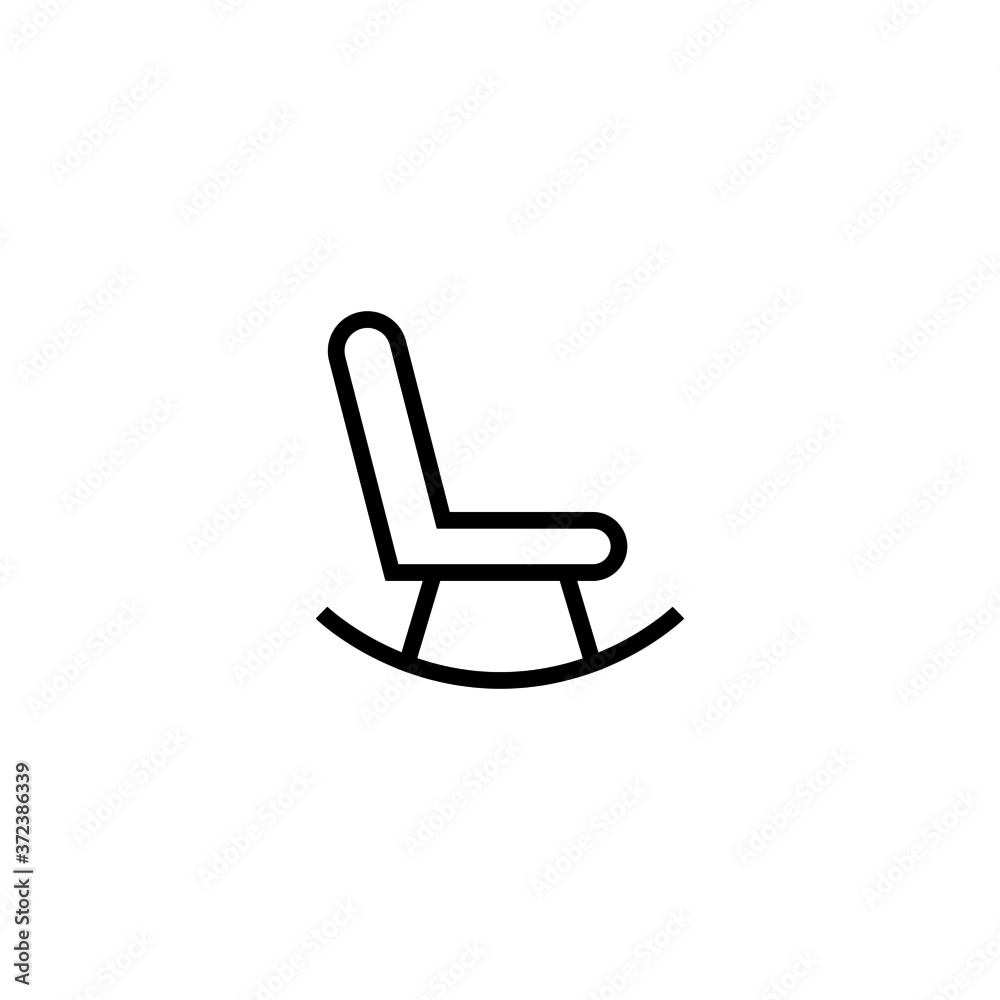 rocking chair icon in black line style icon, style isolated on white background rocking chair icon in black line style icon, style isolated on white background