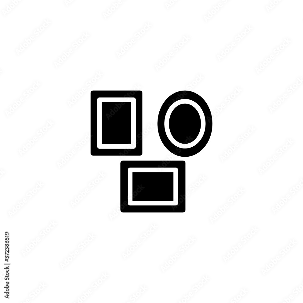 wall frames icon in black flat glyph, filled style isolated on white background wall frames icon in black flat glyph, filled style isolated on white background