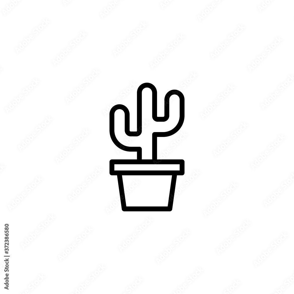 Cactus icon in black line style icon, style isolated on white background Cactus icon in black line style icon, style isolated on white background