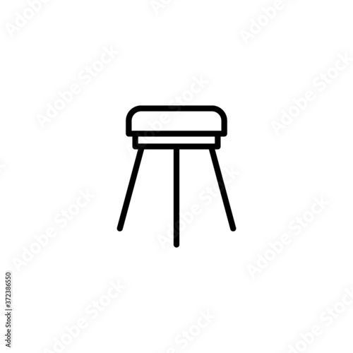 Wood Chair stool icon  in black line style icon, style isolated on white background
