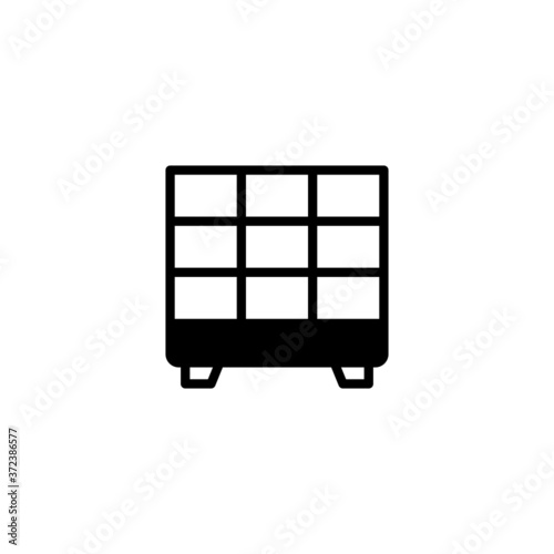Cabinet icon in black flat glyph, filled style isolated on white background