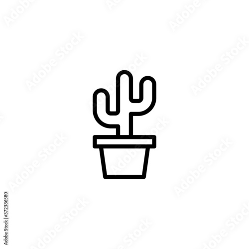 Cactus icon in black line style icon, style isolated on white background