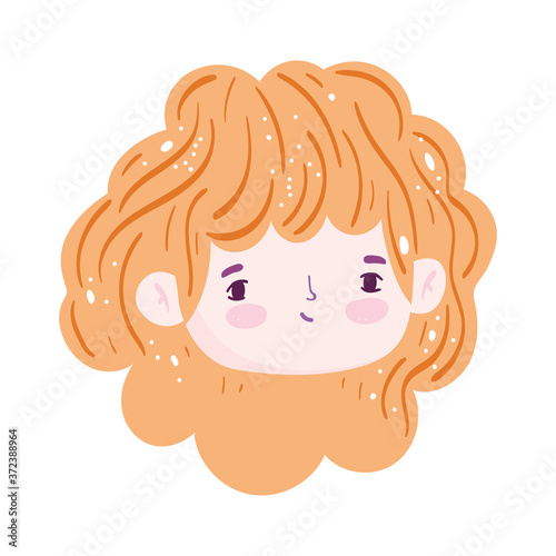 cartoon face cute girl blonde hair isolated icon design over white background