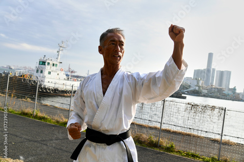 格闘技家　日本人、侍、シニア男性、空手家、武術家、柔道家、極真空手 photo