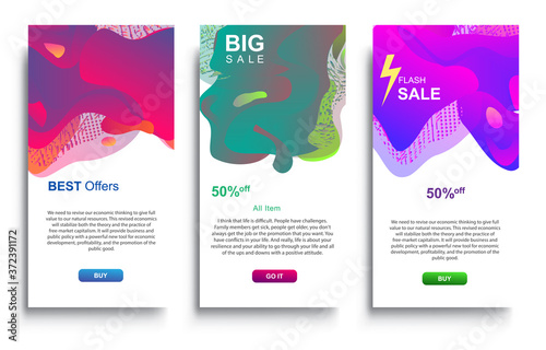 Dynamic modern fluid Big Sale Banners Design. Sale banner template design, Flas sale special offer set. photo