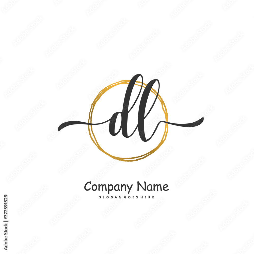 D L DL Initial handwriting and signature logo design with circle. Beautiful design handwritten logo for fashion, team, wedding, luxury logo.