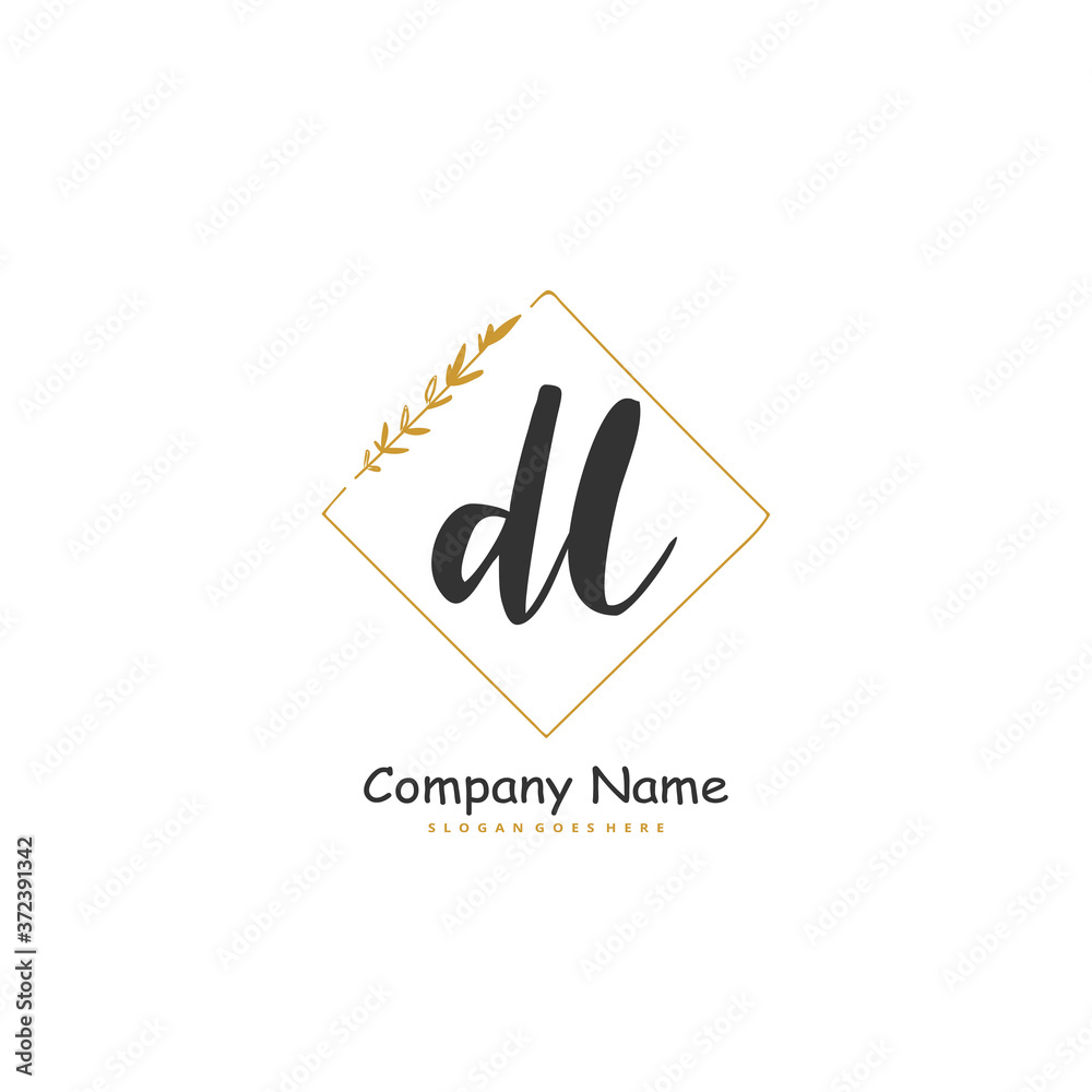 D L DL Initial handwriting and signature logo design with circle. Beautiful design handwritten logo for fashion, team, wedding, luxury logo.