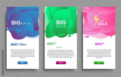 Dynamic modern fluid Big Sale Banners Design. Sale banner template design, Flas sale special offer set. photo