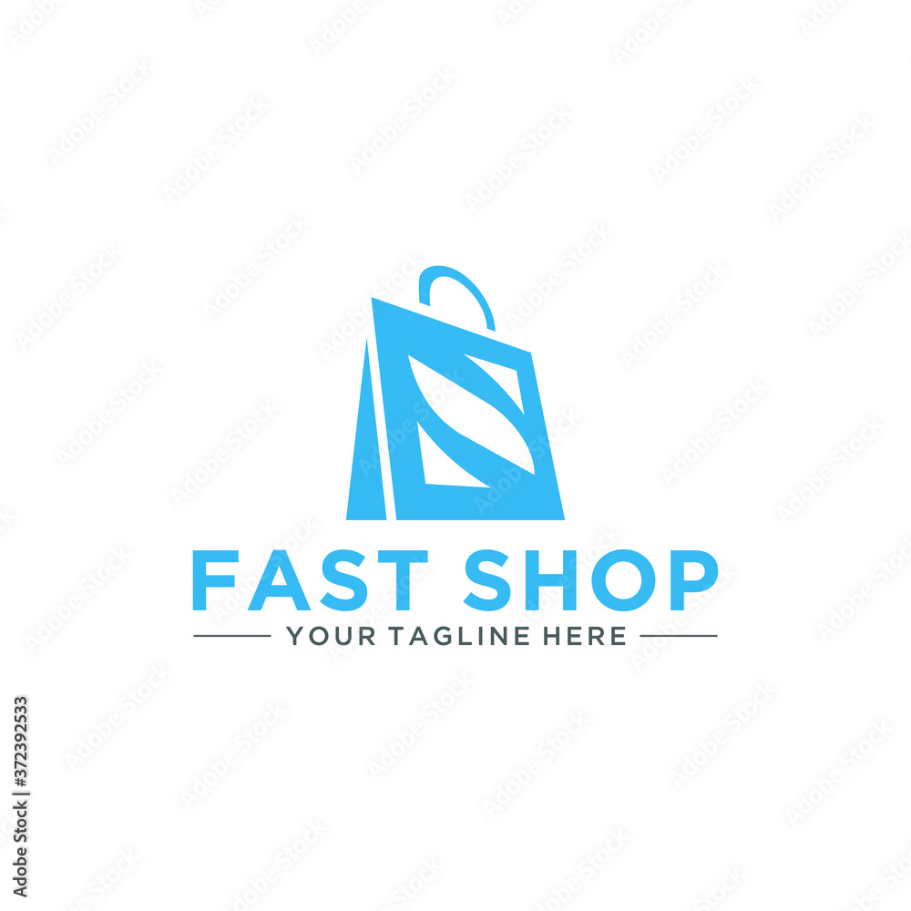 Shopping bag and abstract elements. Vector logo design. Business concept icon.