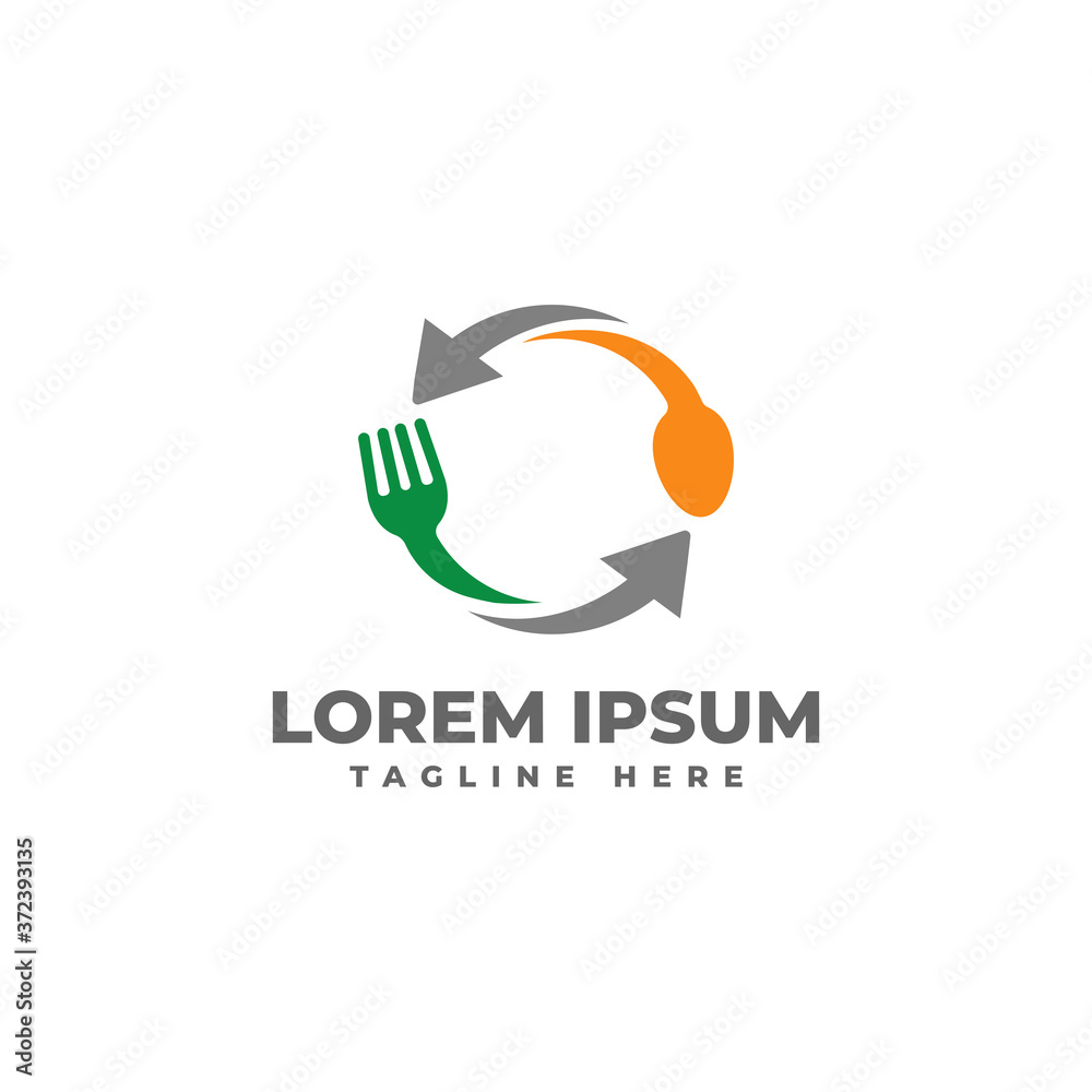 Spoon and Fork Switch/Arrow Rotate for Restaurant Logo Design Spoon and Fork Switch/Arrow Rotate for Restaurant Logo Design