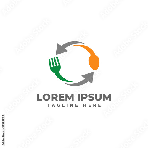 Spoon and Fork Switch Arrow Rotate for Restaurant Logo Design