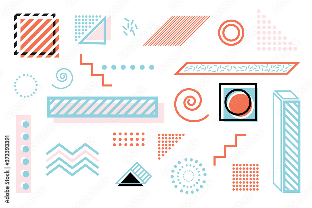 Memphis Design Geometric Elements. Set of Retro Geometric Shapes. Memphis Design Geometric Elements. Set of Retro Geometric Shapes.