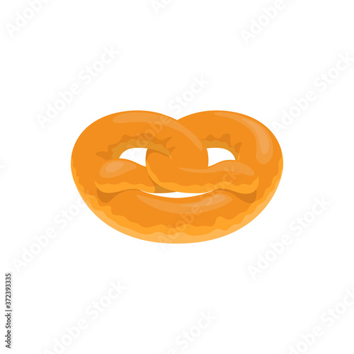 Homemade pretzel isolated twisted bun. Vector german bavarian bread, knot shape crusty pastry