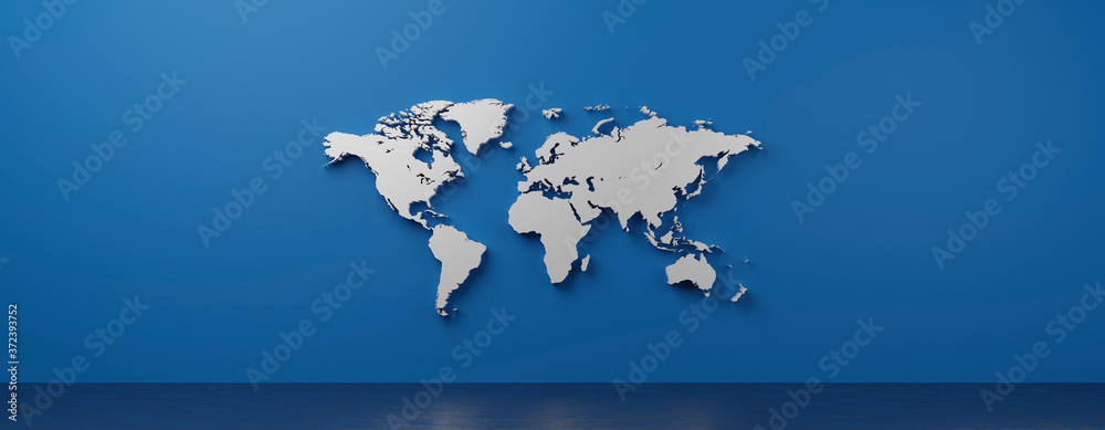 Naklejka 立体的な世界地図の3Dレンダリンググラフィックス
