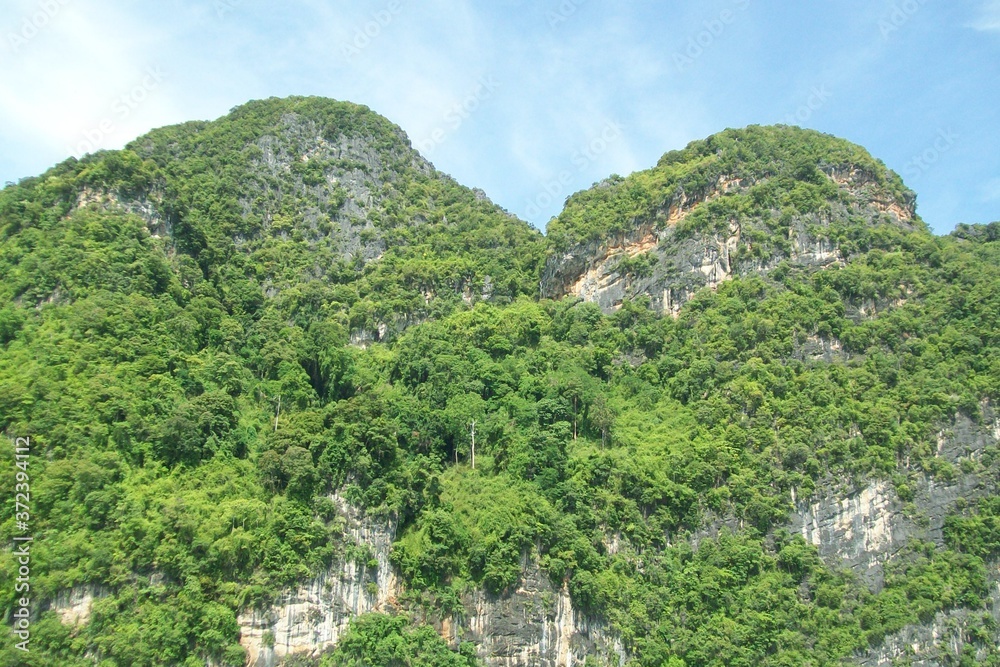 mountain landscape with trees in tropical Thailand