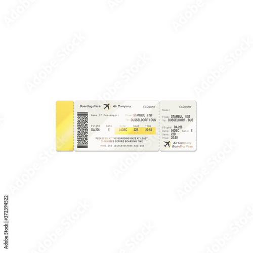 Airlines boarding pass isolated ticket template. Vector passenger card, travel document from London to New York