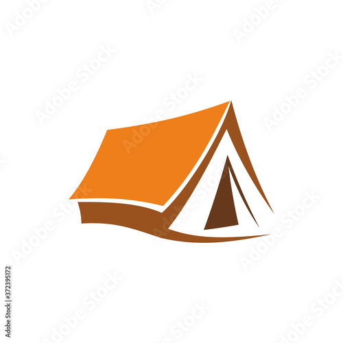 Camping and hiking tent icon, mountaineering sport and extreme tourism. Outdoor adventure cabin vector symbol. Portable waterproof dwelling, symbol of rock and mountain exploration