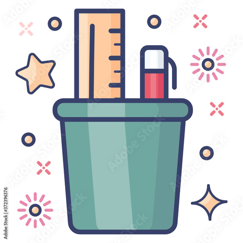 
Pencil holder vector, icon of pencil stand in editable style 
