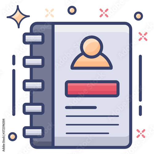 
Profile on book showing concept of address book icon
