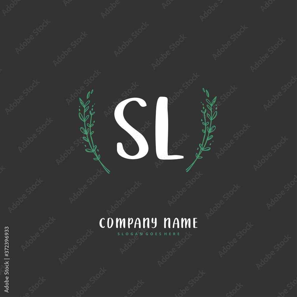 S L SL Initial handwriting and signature logo design with circle. Beautiful design handwritten logo for fashion, team, wedding, luxury logo.