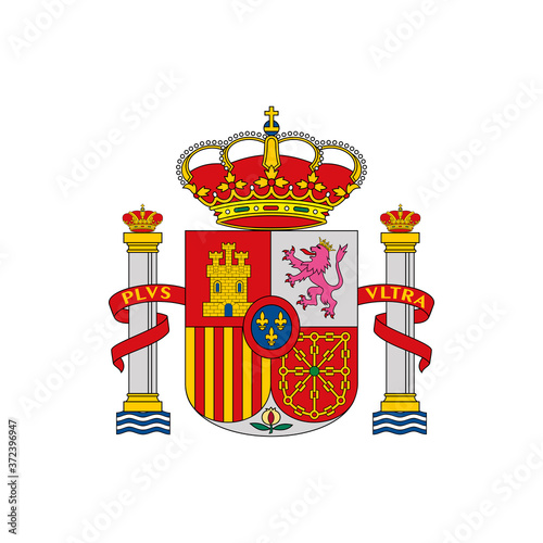 Spain coat of arm isolated national flag emblem. Vector Spanish shield, naval and coastal fortifications ensign. European country symbol, independence day and patriotic holidays sign