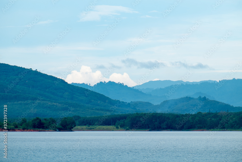 Mountains, clouds, mist, water bodies and beautiful sky in nature give a feeling of loneliness in Thailand.