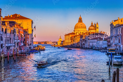 Colorful Grand Canal Salut Church Venice Italy