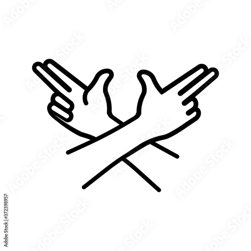 Gang hands, guns icon. Hands like a pistol. Gangsters crew. Mafia sign. Vector on isolated white background. EPS 10