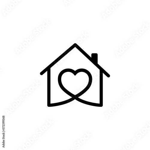 House with heart, love home symbol. Hospital. Vector on isolated white background. EPS 10