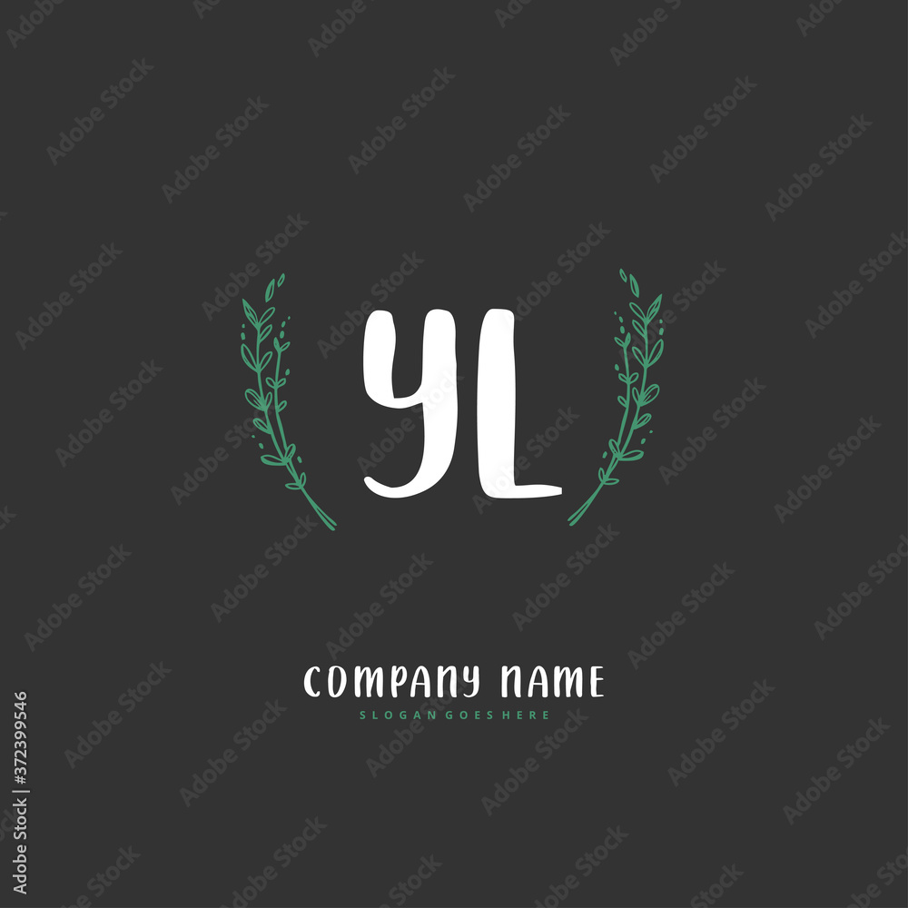 Y L YL Initial handwriting and signature logo design with circle. Beautiful design handwritten logo for fashion, team, wedding, luxury logo.
