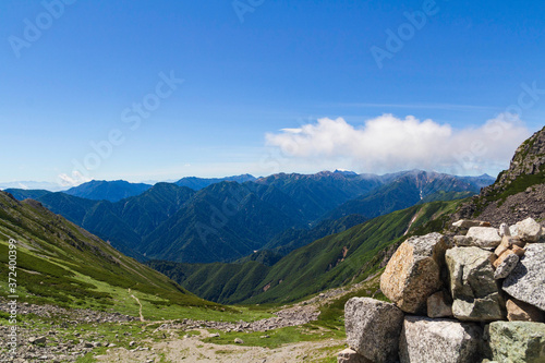 【北アルプス・立山】 一ノ越山荘から望む 槍・穂高連峰と北アルプスの山々