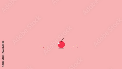 2d Animation motion graphics showing a watercolor of a birthday muffin cake or cupcake with one cherry
