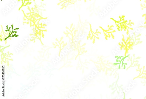Light Green, Yellow vector elegant pattern with sakura.