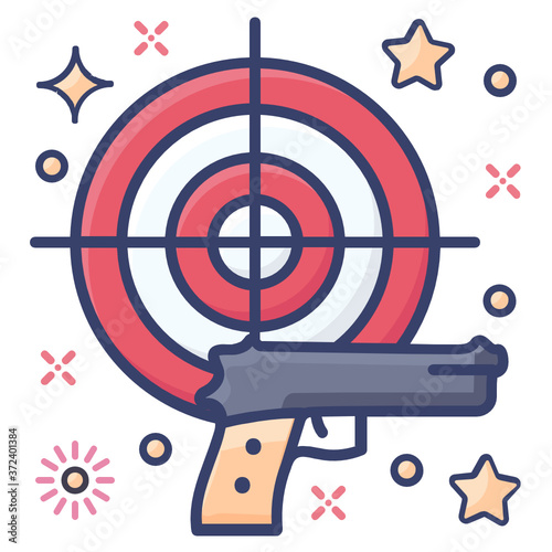 
Shooter game flat vector icon, gun shooting game
