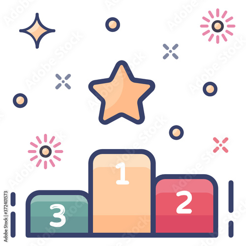 
Winner podium icon, flat design in editable style 
